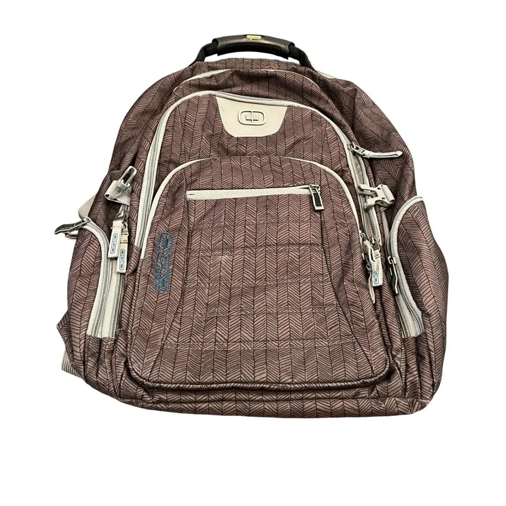 OGIO Backpack Unisex Large Brown Chevron Laptop Protection System Tech Bag